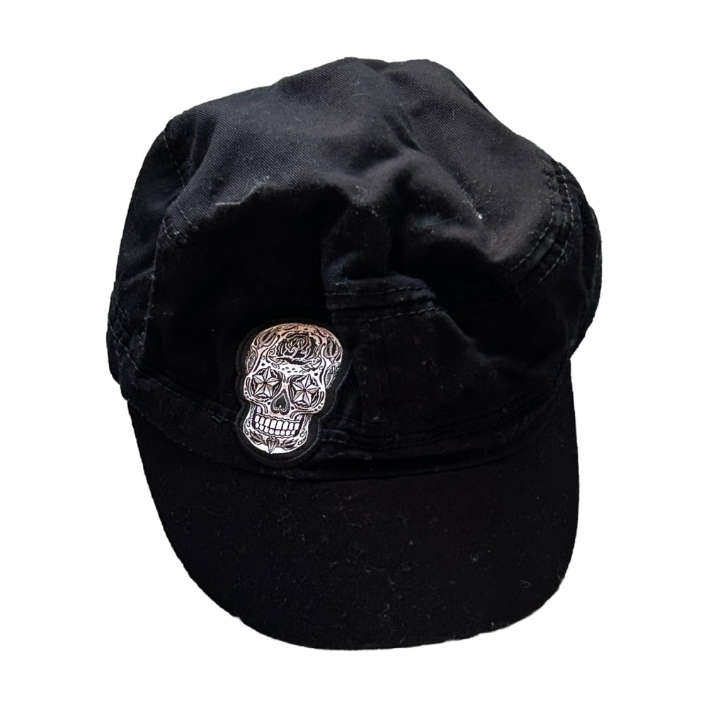 Edgy Black Cap with Skull Detail